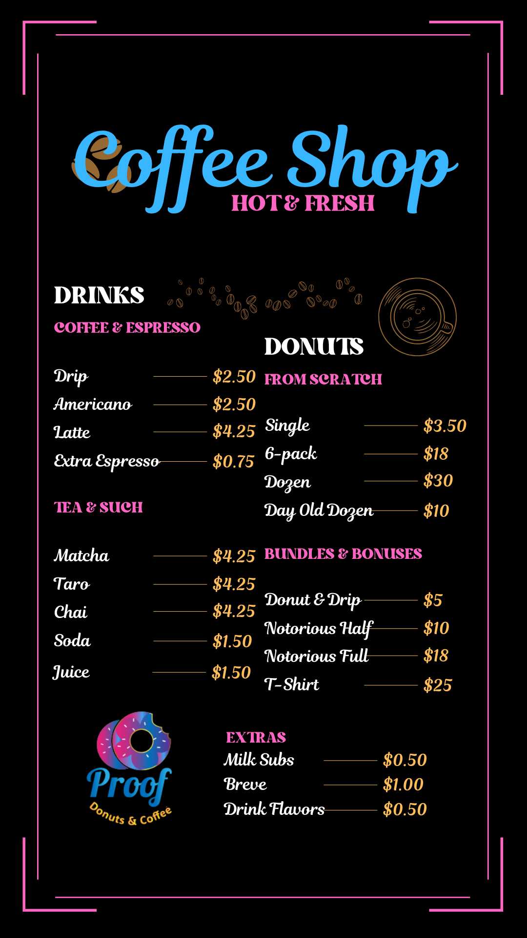 Donuts menu deals